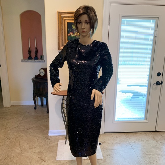 gianni bini black sequin dress Gianni Bini Women's Sequin Dress Size XS Button Front Tie Waist Black NWT 09